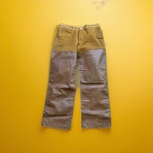Vintage Stream-Field Pants Tan Hunting Canvas Leather Double Knee 50s 32x28”